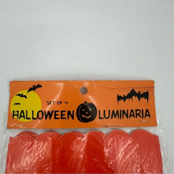 3/$15 Halloween Luminaria Bags Orange Jack-o-Lantern Cutout Sealed 4-Pack READ - Picture 2 of 10